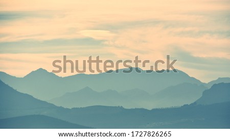 Landscape with the Hottentots Holland Mountains in the morning light