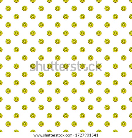 Seamless endless pattern of juicy green slices of kiwi fruit isolated on white background. Design for wrapping paper, fabric and wallpaper.