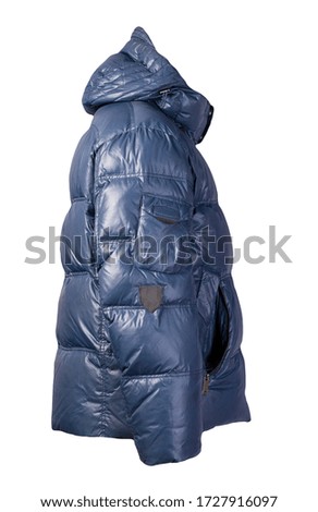 Men's blue jacket in a hood isolated on a white background. Windbreaker jacket. Casual style