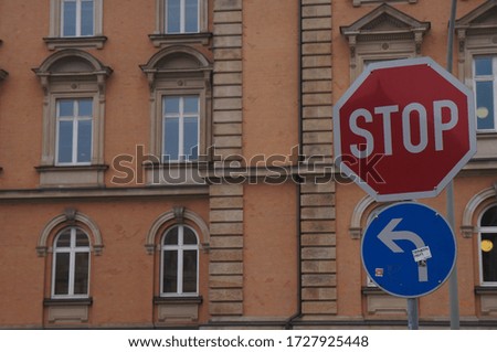 stop sign in front of building