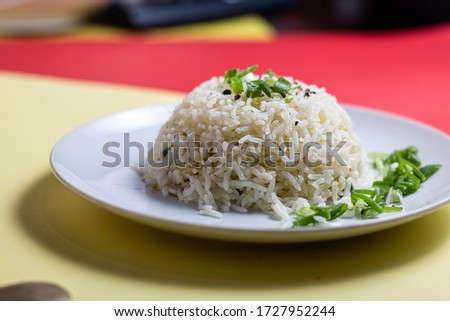 Stock photo of Garlic Rice in a white plate 