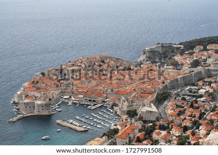 Dubrovnik, Croatia - May, 2020: Aerial view of the magical old town.
