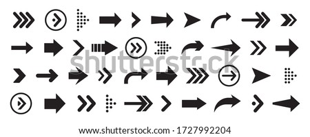 Set of arrows collection in black color on a white background for website design