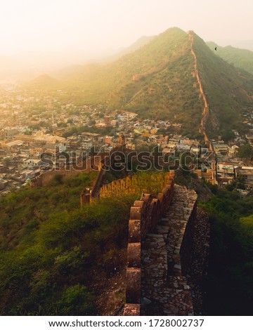View from Amer fort,
located in the heart of the city near the most famous Monument of Jaipur. Royalty-Free Stock Photo #1728002737