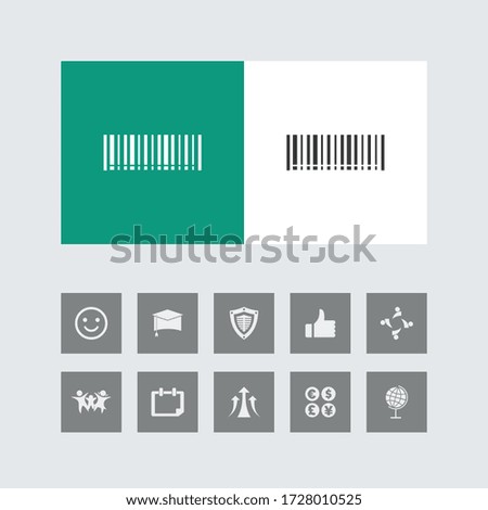 Creative Barcode Line Icon with Bonus Icons. 