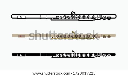 Flute instrument cartoon music graphic vector Royalty-Free Stock Photo #1728019225