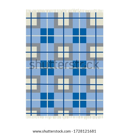 Plaid check patten. Checkered fabric print in shades of blue and white. Seamless vector texture.