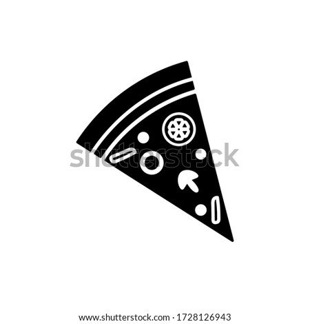Pizza portion icon. Fast food icon. Flat black design.