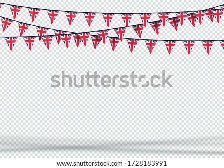 Bunting Hanging Banner UK British Flag Triangle Background Royalty-Free Stock Photo #1728183991