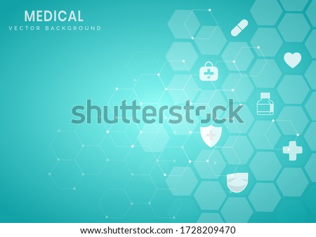 Abstract blue hexagon pattern background.Medical and science concept and health care icon pattern. You can use for ad, poster, template, business presentation. Vector illustration  