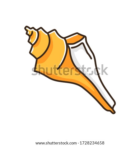 Triton shell orange RGB color icon. Exotic ocean conch, conchology Triton trumpet, empty molluscan animal cockleshell. Tropical seashell isolated vector illustration