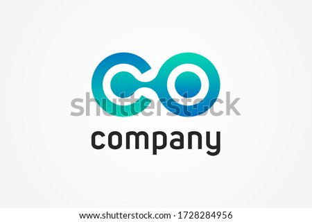 Abstract Initial Letter C and O Linked Logo. Blue Gradient Circular Rounded Infinity Style with Connected Dots. Usable for Business and Technology Logos. Flat Vector Logo Design Template Element. Royalty-Free Stock Photo #1728284956