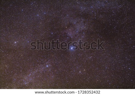 Milky way region of stars showing nebula and gaseous areas