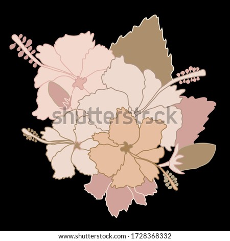 Decorative pastel abstract hibiscus flowers, design elements. Can be used for cards, invitations, banners, posters, print design. Floral background