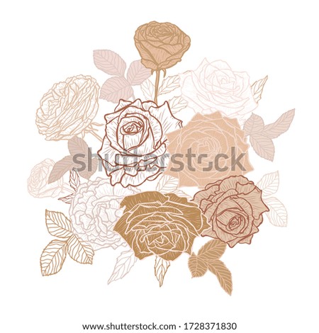 Decorative abstract pastel rose flowers, design elements. Can be used for cards, invitations, banners, posters, print design. Floral background in line art style