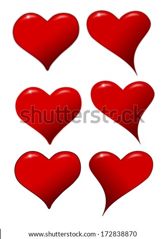 Red Hearts icons for a Valentine's Day on a white background