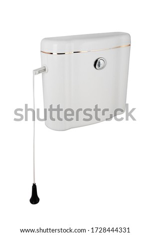 flush toilet mechanism on white background