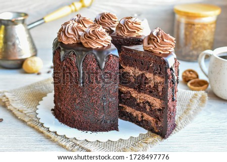Chocolate Truffle Cake with Ganache and Walnut Cream