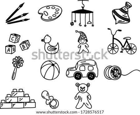 A Set of kids illustration suitable for any educational and playground content with doodle cartoon style
