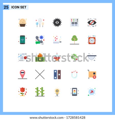 Modern Set of 25 Flat Colors and symbols such as security; eye; wheel; block; speaker Editable Vector Design Elements