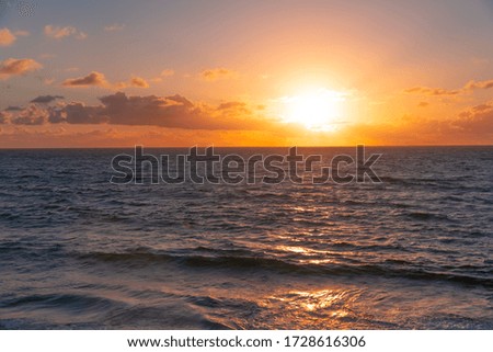Beautiful sunset at sea. Relaxing, chilling atmosphere