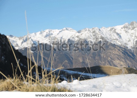 
natural landscape of snowy mountains with rivers
