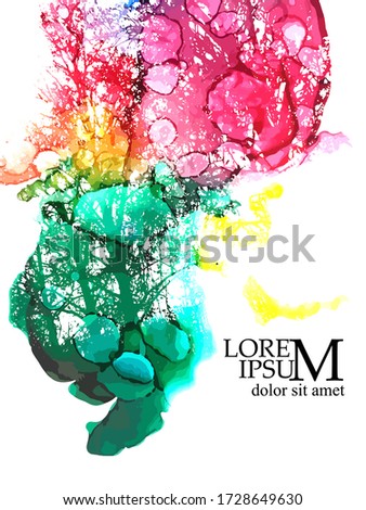 The silhouette of the landscape of nature. Colorful trees. Mixed media. Vector illustration