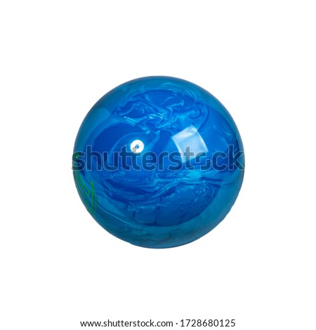 Bowling ball blue. Isolated on a white background close-up.