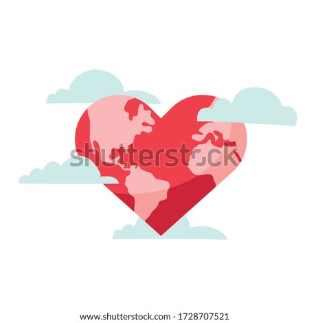 world planet earth with heart shape vector illustration design