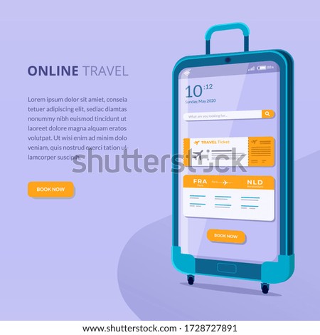 online travel mobile application vector with smartphone concept. suitable for banner, app, and home page