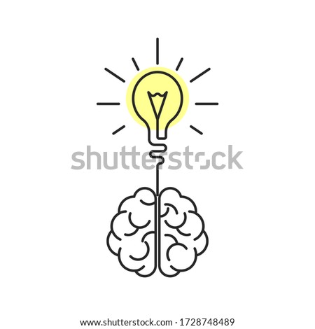 Creative brain idea. Human brain and light bulb illustration. Isolated on white background.  Royalty-Free Stock Photo #1728748489