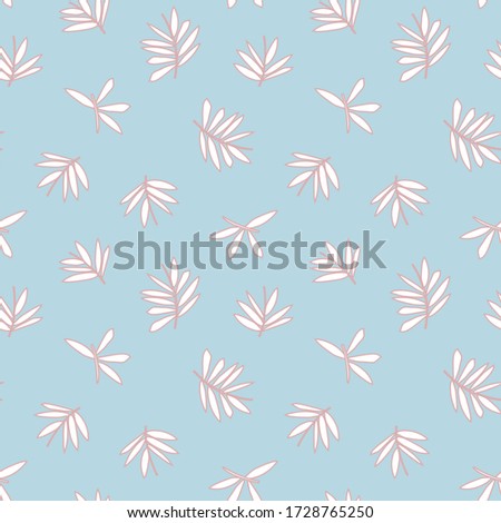 Sky Blue Tropical Leaf botanical seamless pattern background suitable for fashion prints, graphics, backgrounds and crafts