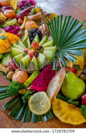 tropical fruits set up on the table