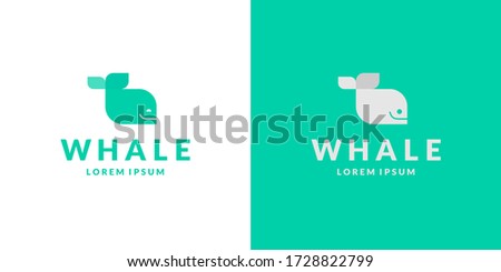 Minimalistic logo of a smiling whale. Modern vector illustration.