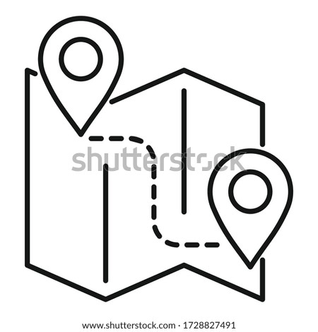 Paper map route icon. Outline paper map route vector icon for web design isolated on white background