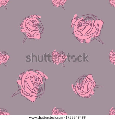 Seamless pattern with beautiful roses flowers. Festive floral background for your design postcards, fabrics, notepad. Beautiful flowers.