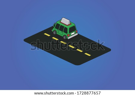 Isometric vector SUV car on the road