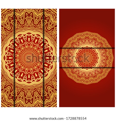 Vintage luxury decorative design invitation casrd of golden mandala. Vector illustration. Floral ornament 