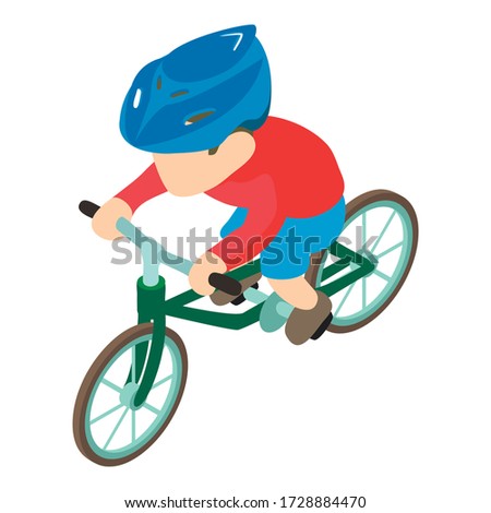 Bicyclist icon. Isometric illustration of bicyclist vector icon for web
