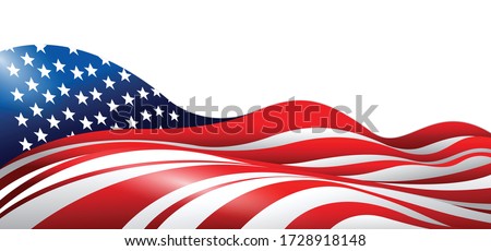Vector Ilustration of American / USA flag Design. Waving flag. Design for banner, poster, brochure and website.