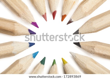 Isolated color pencils