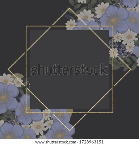 Floral border background - light blue flowers
