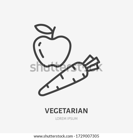 Vegetarian line icon, vector pictogram of apple with carrot. Healthy food illustration, sign for grocery store. Royalty-Free Stock Photo #1729007305