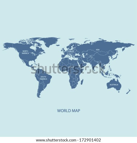 WORLD MAP ILLUSTRATION VECTOR WITH BORDERS