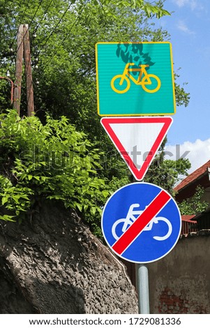 Bicycle traffic signs on the street