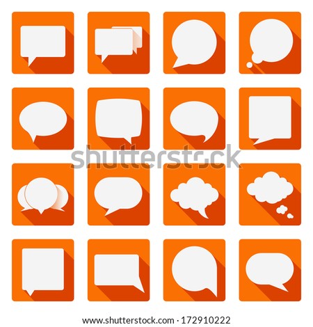 Vector set of speech bubbles with long shadows
