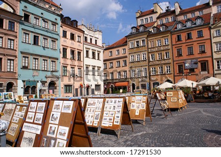 Old city colorful houses in Warsaw, Poland