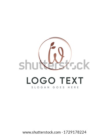Leaf with lowercase letter W logo template, Vector logo for business and company identity 