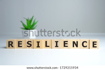 Resilience word concept on cubes on white background Royalty-Free Stock Photo #1729215934