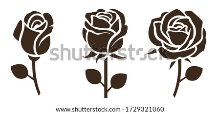 
Flower icon. Set of decorative rose silhouettes. Vector rose isolated on white Royalty-Free Stock Photo #1729321060